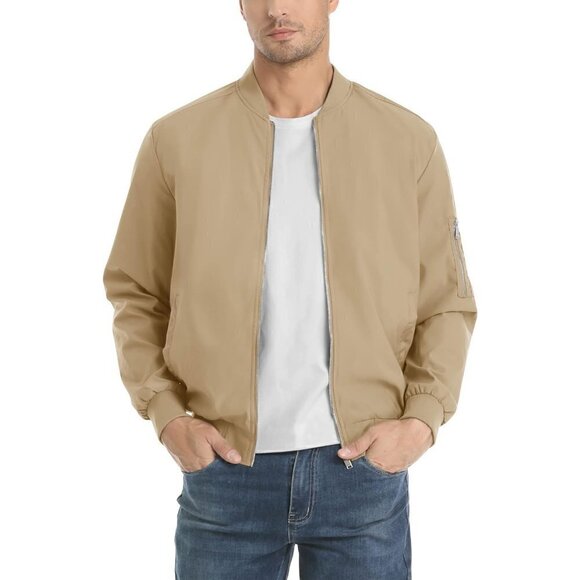 Men's Bomber Jacket with Pockets Lightweight  Softshell Casual Outwear Windbreak - Picture 3 of 6